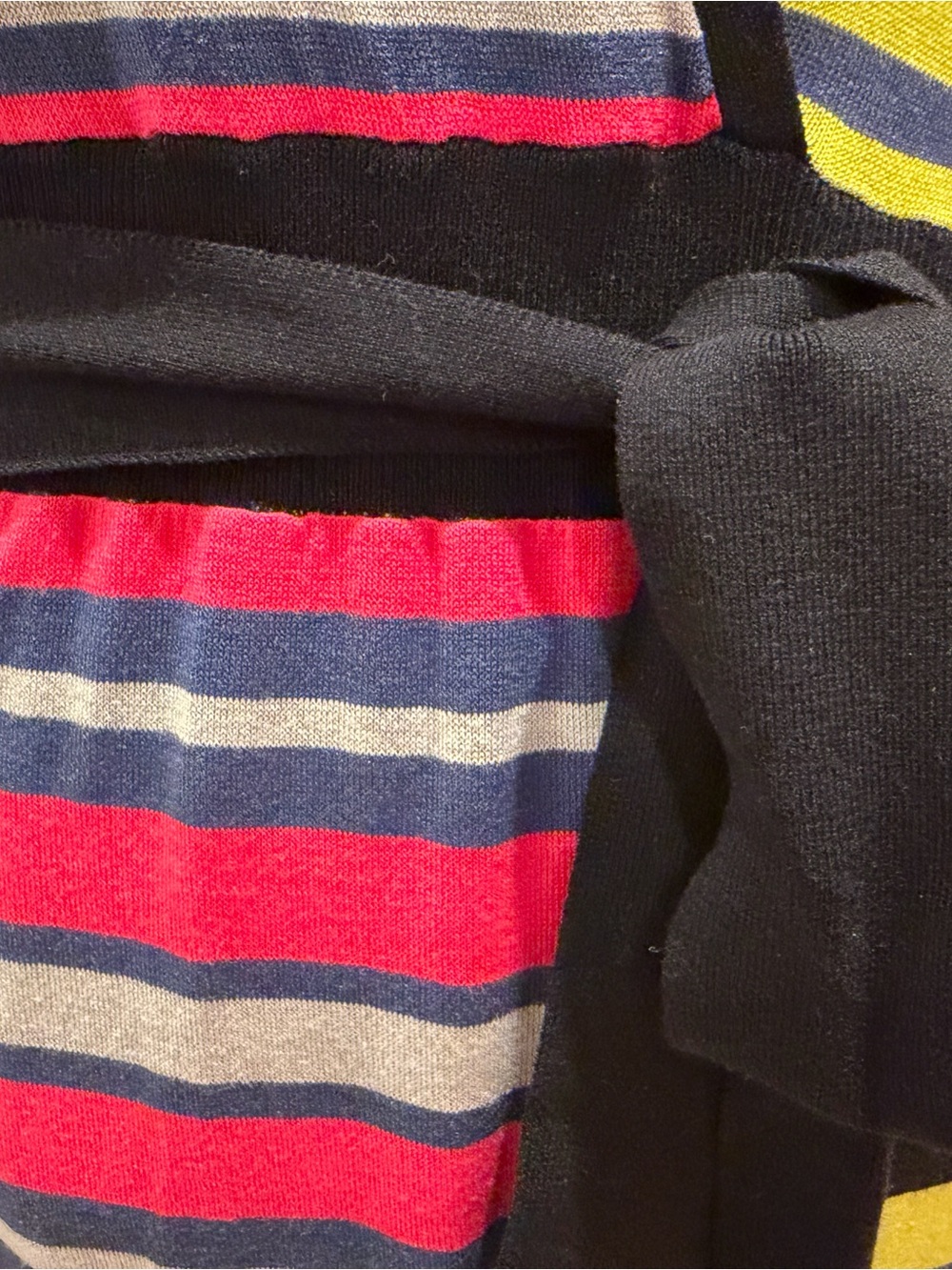 BCBGMaxAzria Striped Wrap Midi Dress in Pink, Yellow & Black - Picture 5 of 7